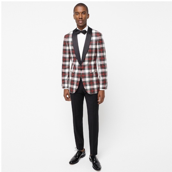 J Crew Ludlow shawl-collar dinner jacket snowy Stewart tartan English wool 38R - Picture 5 of 16
